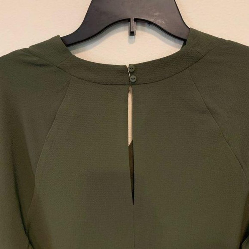 Prologue Olive Green Vneck Long Sleeve Blouse - Picture 6 of 8